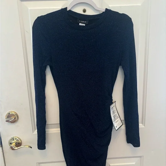 B Darlin Juniors' Asymmetric Bodycon Dress - Black/Electric Blue - Size M